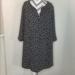 Lane Bryant Black & White Polka Dot Shift Dress